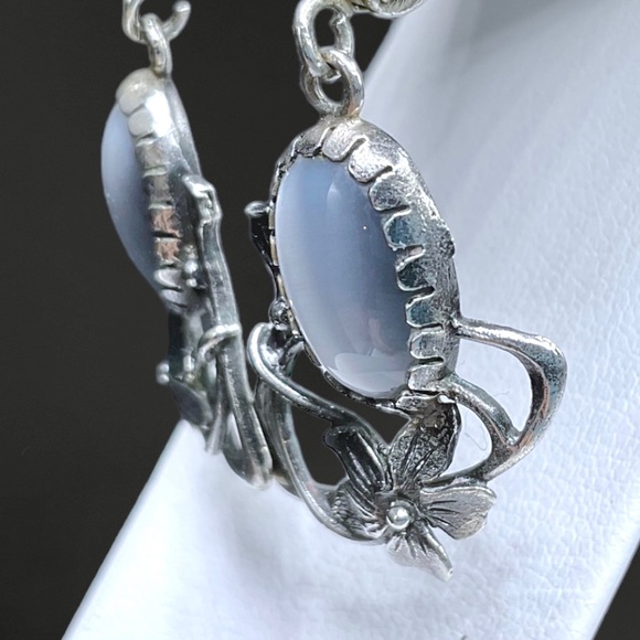 🌺Vintage Czech Sterling & Blue Glass Earrings - Picture 12 of 12